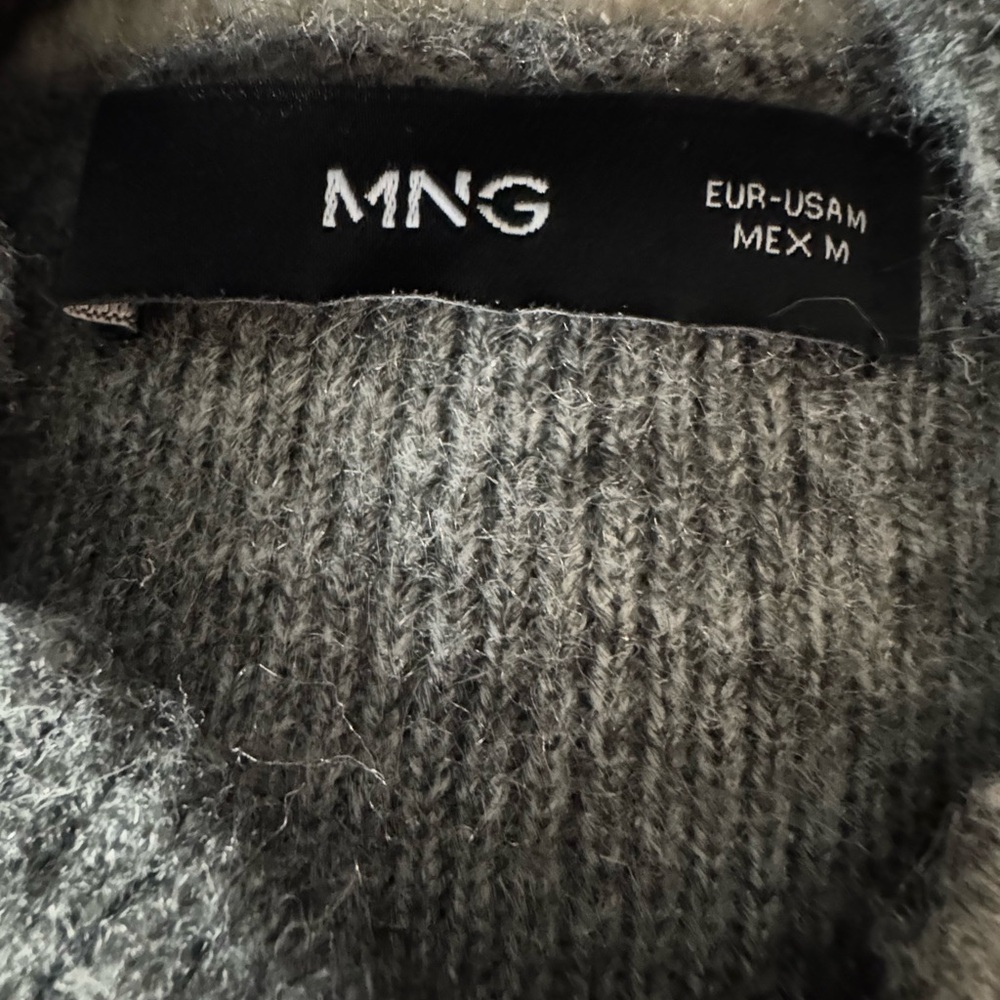Mango Gray and Cream Striped Turtleneck Sweater - Picture 4 of 4